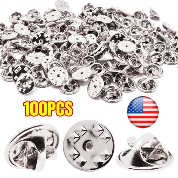 100 Pieces Lapel Butterfly Clutch Pin Backs - Metal Enamel Backing Replacement for Craft Making