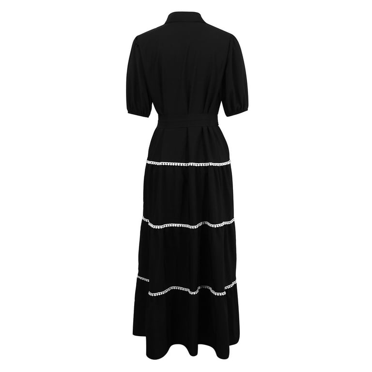 black button down maxi dress Ramy Brook Victoria Silk Button Down Midi Dress in Black
