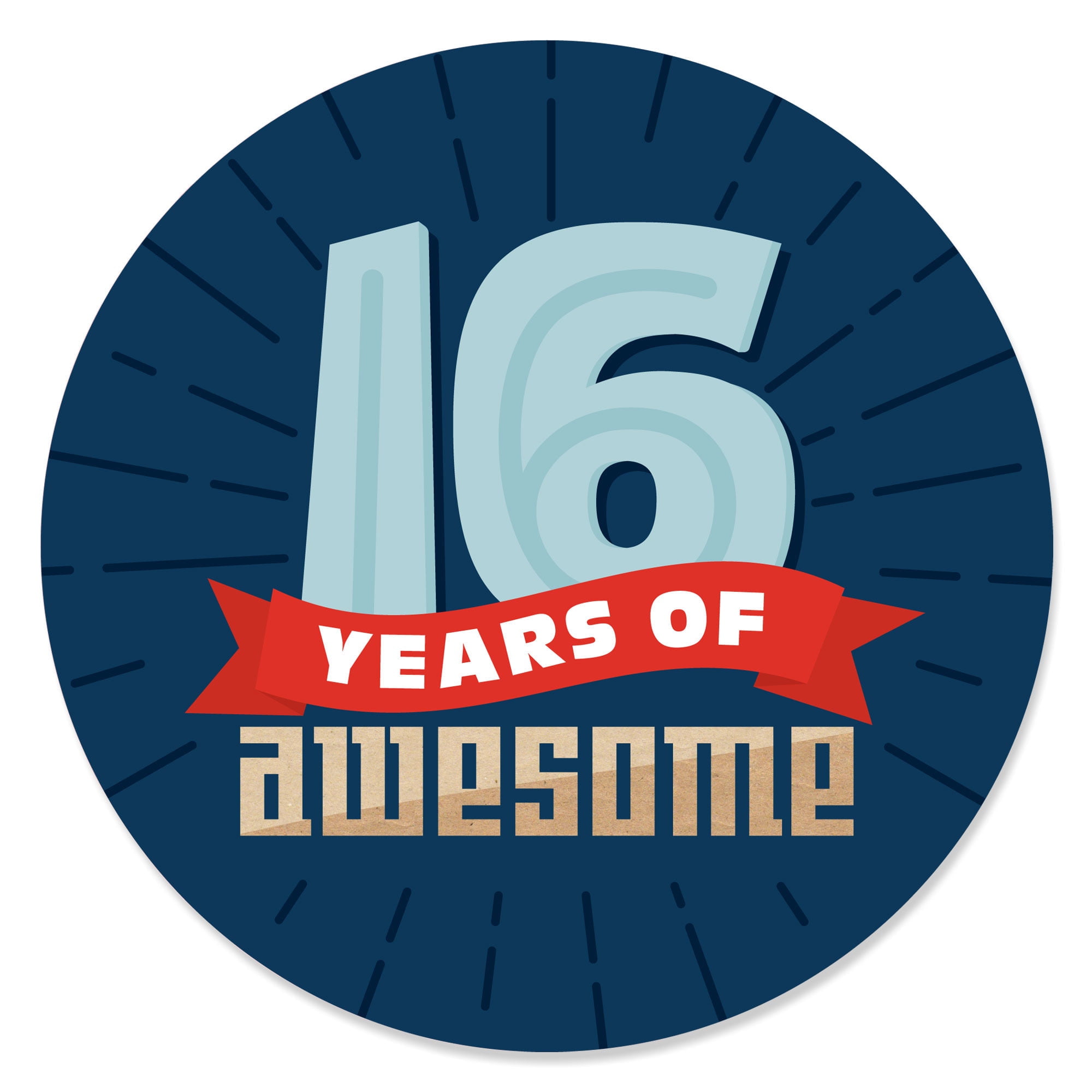 Boy 16th Birthday Sweet Sixteen Birthday Party Circle Sticker Labels 24 Count Walmart