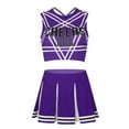 thumbnail image 6 of Sxiwei Womens Cheerleading Costume Dress Crop Top with Mini Pleated Skirt Cheer Leader Outfits Purple S, 6 of 7