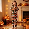 thumbnail image 2 of Miaoju Cotton Halloween Pajamas Set Lapel Ghost Print Long Sleeve Loungewear Clothes Set Cotton Teens' Sleepwear 2 Piece Pjs Clothes Set Gifts for, 2 of 7