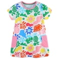 thumbnail image 1 of Vestido FreeLu Cartoon de manga corta de algodón para niña de 2 a 8 años, verde, 1 of 7