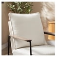 thumbnail image 3 of Fabric Accent Chair, Upholstered Single Sofa Chair with Metal Frame, Modern Living Room Chair with Wooden Armrests and Cushion Back, 1Pcs, White, 3 of 7