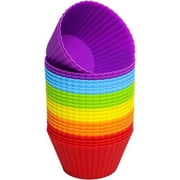 Extra Large Silicone Cupcake Muffin Cups 24 Pack, 3.54 Inch Non Stick Cupcake and Muffin Liners, Reusable Jumbo Silicone Baking Cups Easy to Clean, Perfect for Cupcake, Muffin(Multicolor)
