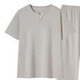 thumbnail image 3 of BLTIBY Mens 2 Pieces Cotton Outfits Short Sleeve V Neck Shirts and Pants Casual Sets with Pockets Khaki 4XL, 3 of 4