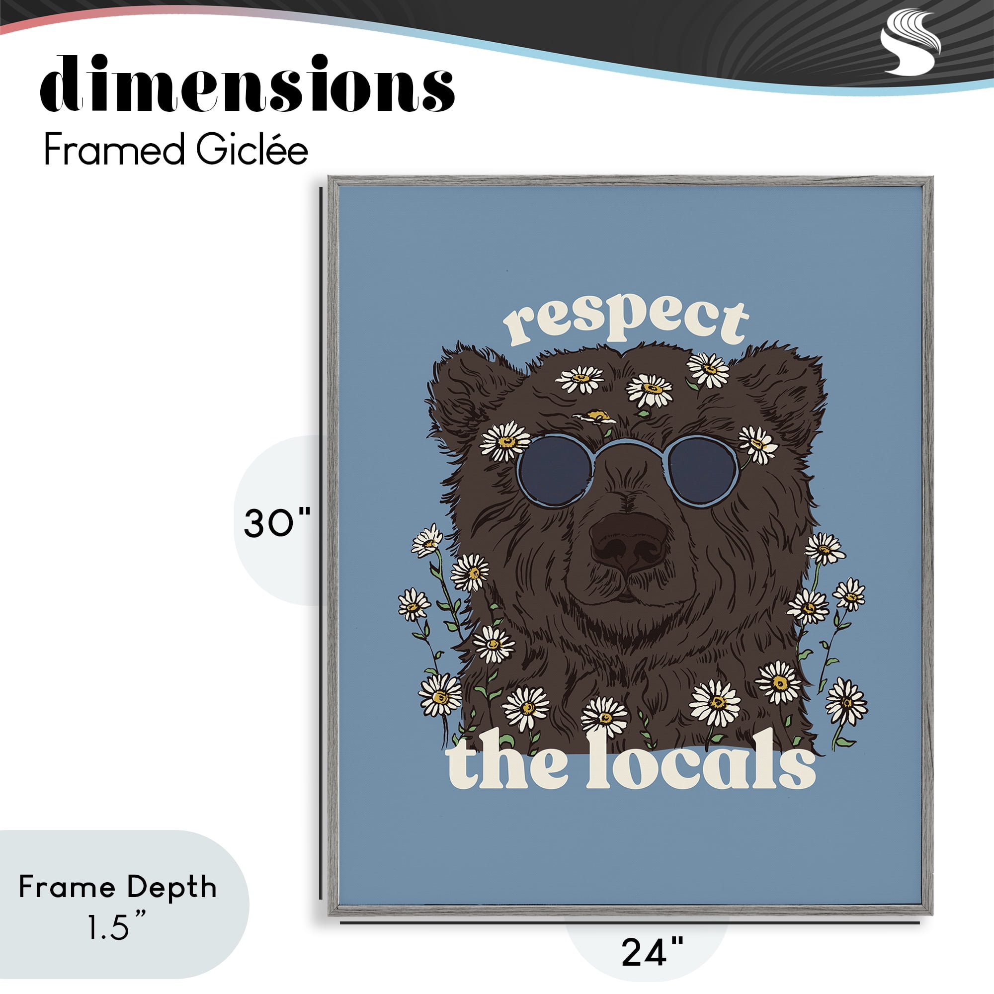 Stupell Industries Respect The Locals Bear Gray Framed Giclee Art, design by Two If By Sea Studios