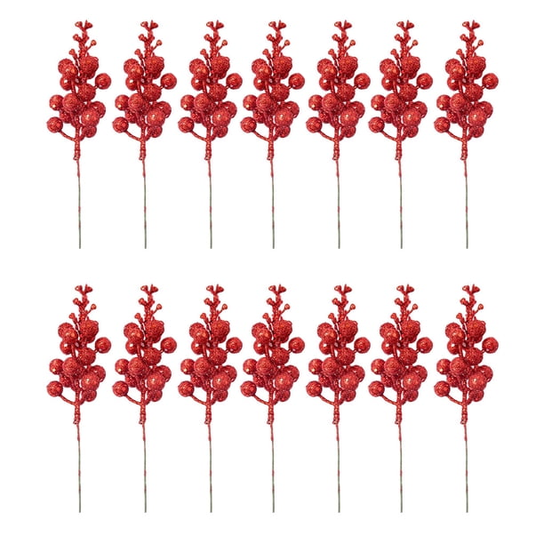 Bewildely 14 piezas de decoración de flores de árbol de Navidad, guirnalda de boda artesanal, adorno de corona, accesorio multiusos, fiesta de oficina Kits de decoración para fiestas Rojo Bewildely HA068358-02