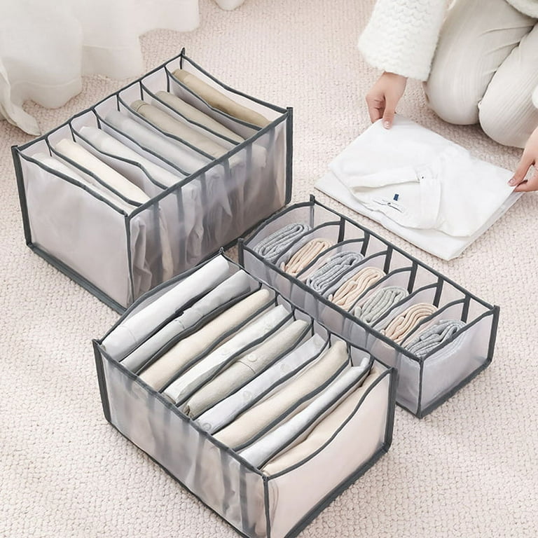 7 Grid 2pcs Wardrobe Clothes Organizer Foldable Visible Closet