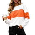 thumbnail image 5 of Josdec Women's Two Tone Color Block Crew Neck Sweatshirt, Drop Shoulder Long Sleeve Loose Pullover, All Season Daily Casual Loungewear Tops, 5 of 9