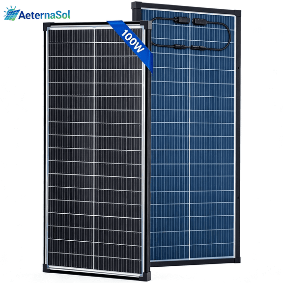 AeternaSol 100W Bifacial Solar Panel,12V 18BB N Type A+ Cell 25% High Efficiency for RV Farm Marine