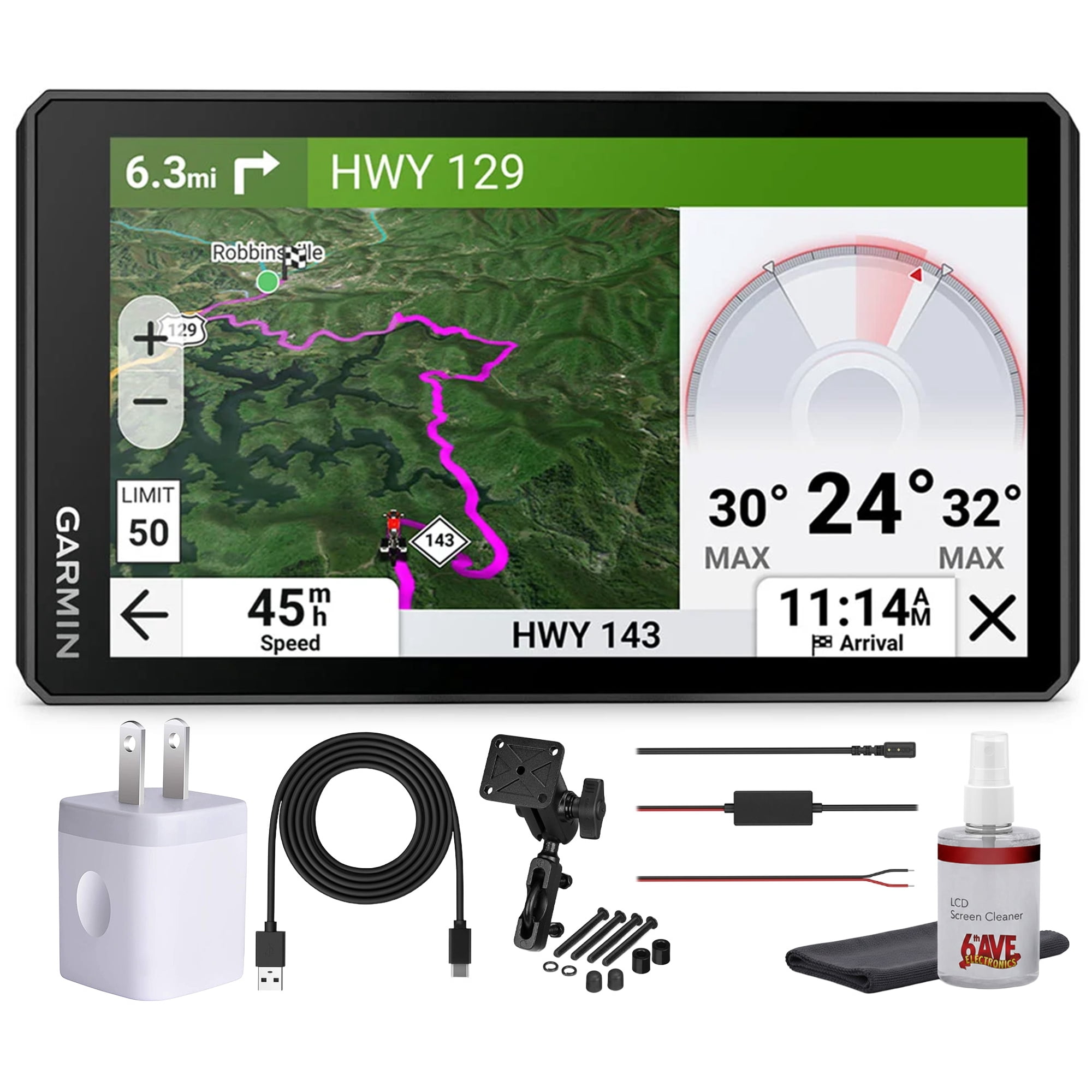 Garmin zūmo XT3 6" Motorcycle GPS Navigator Bundle with Adventurous Routing, Lean Angle Metrics, Satellite Maps, Wi-Fi Updates & Ride Tracking Accessories Bundle