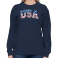 thumbnail image 2 of Smartprints USA Patriotic Stars and Stripes Women's Sweatshirt, Navy, S, 2 of 3