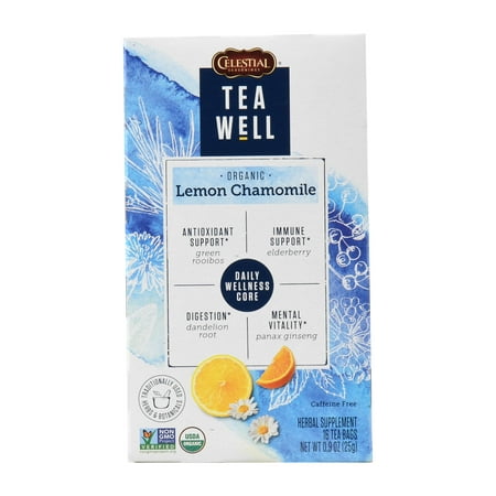 TeaWell Organic Lemon Chamomile Wellness Tea, 16 Count (Best Organic Chamomile Tea)