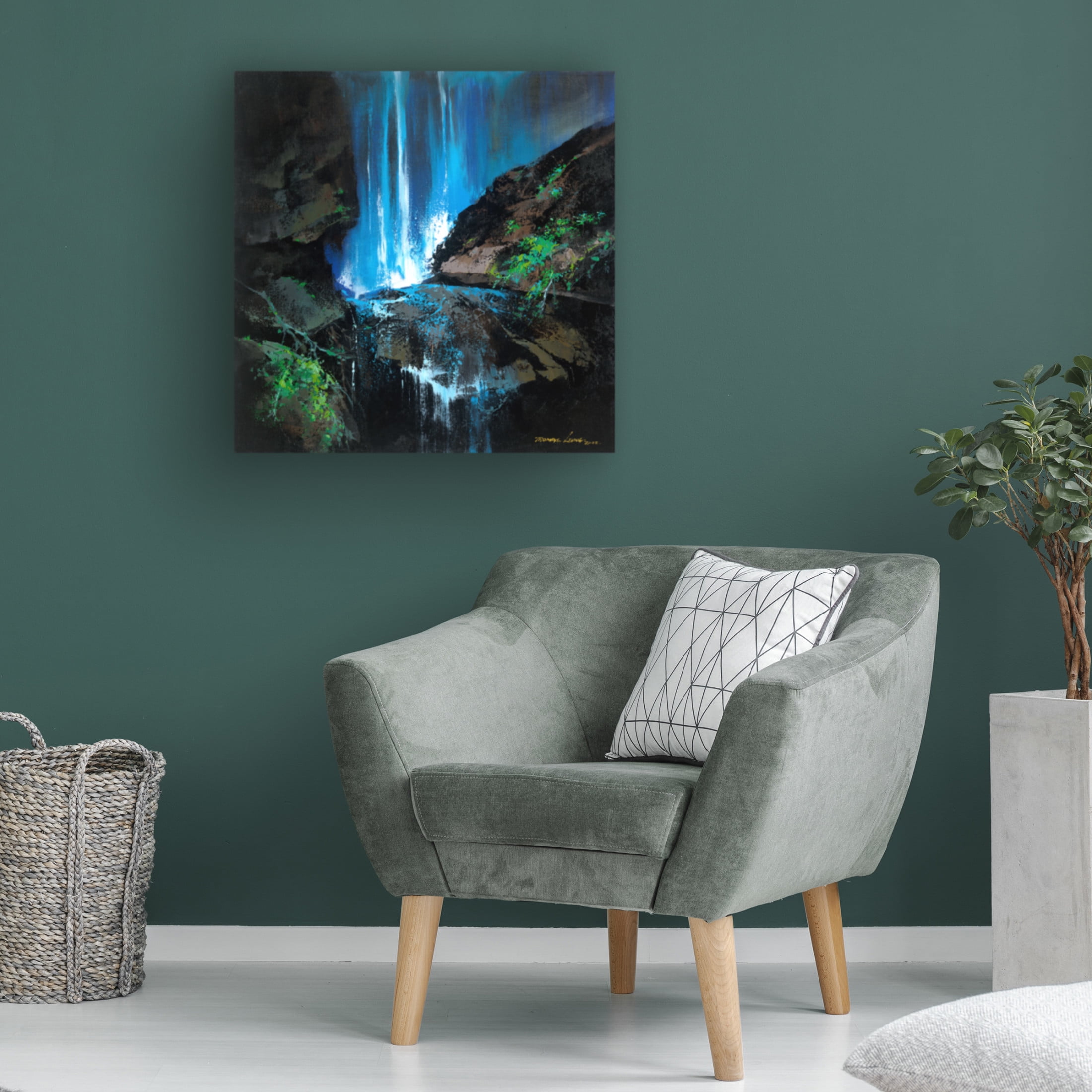 Canvas Wall Art - Thomas Leung 'Wet Rocks Under The Fall' Wall Art for Living Room, Bedroom, or Office Décor by Trademark Fine Art - 14 x 14 Inches