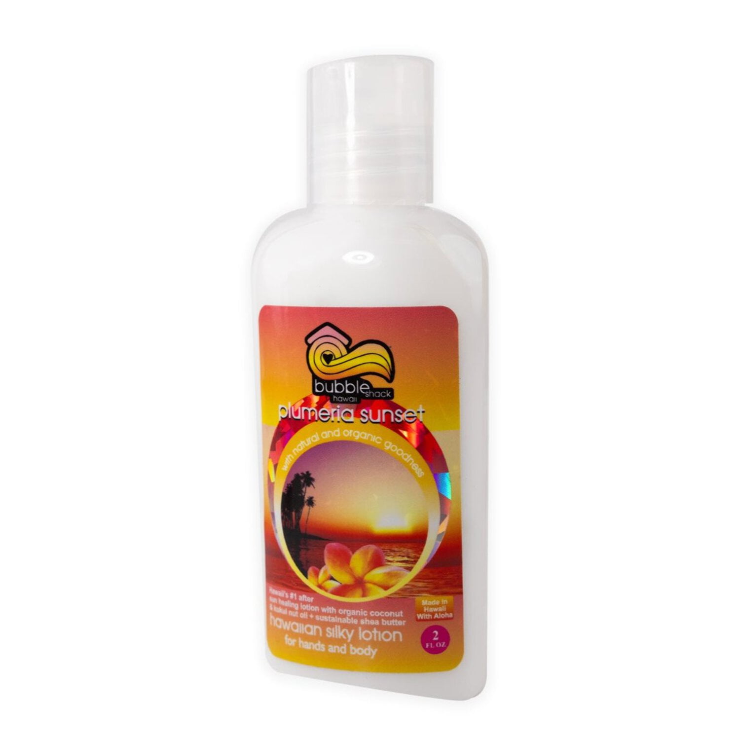 BUBBLE SHACK HAWAII - MINI LOTION AND LOOFAH SOAP GIFT SET Plumeria Sunset