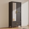 thumbnail image 4 of Ero 70.87"H Tall Metal Armoire Wardrobe Storage Closet Cabinet with Hanging Rod ,Mirror and 1 Drawer, 4 of 6