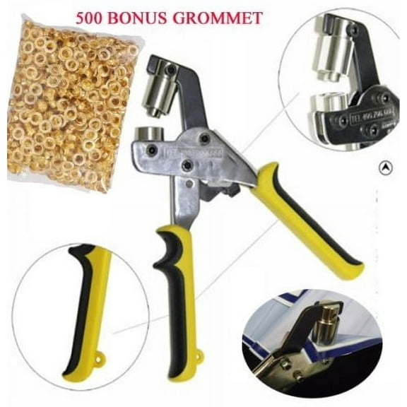 MTP ® Handheld Grommet Punch Press Tool for Vinyl Banner Sign w/ BONUS 500 #3 Piler Machine self piercing grommets