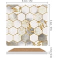 thumbnail image 2 of GZHJMY Printed Square Marble Hexagon with Golden Leaves Ceramic Coasters with Cork-Backed for Coffee Drink Cup Mat Absorbent Stone Coaster Set of 6, 2 of 4