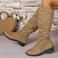 thumbnail image 3 of Xfvqtps Slouchy Boots for Women Winter Fashion Suede Chunky Heel Mid Calf Boots Casual Low Heel Booties Khaki, 3 of 9