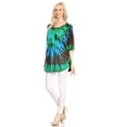 thumbnail image 3 of Sakkas Sunia Tie Dye Caftan Sleeve Blouse | Cover Up - Mint - One Size, 3 of 5