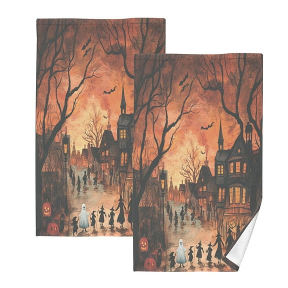 Halloween Horror Set of 2 Pure Cotton Towels, 16'' x 28'', Highly Absorbent and Soft