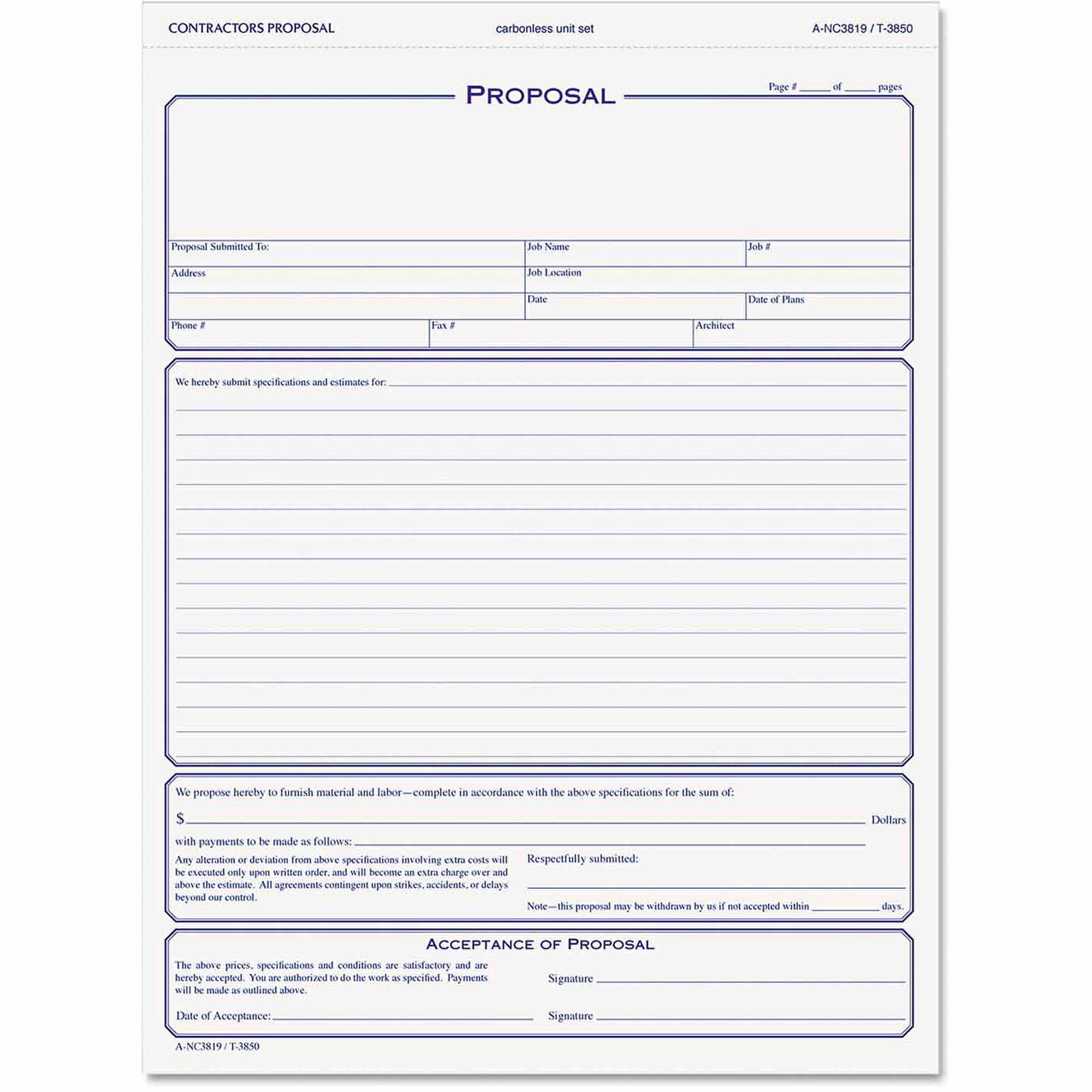 free estimate forms for contractors