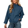 thumbnail image 2 of Casual Quilted Jackets for Women Ribbed Collar Long Sleeve Zip Front Loose Fit Fall Jacket, 2 of 8
