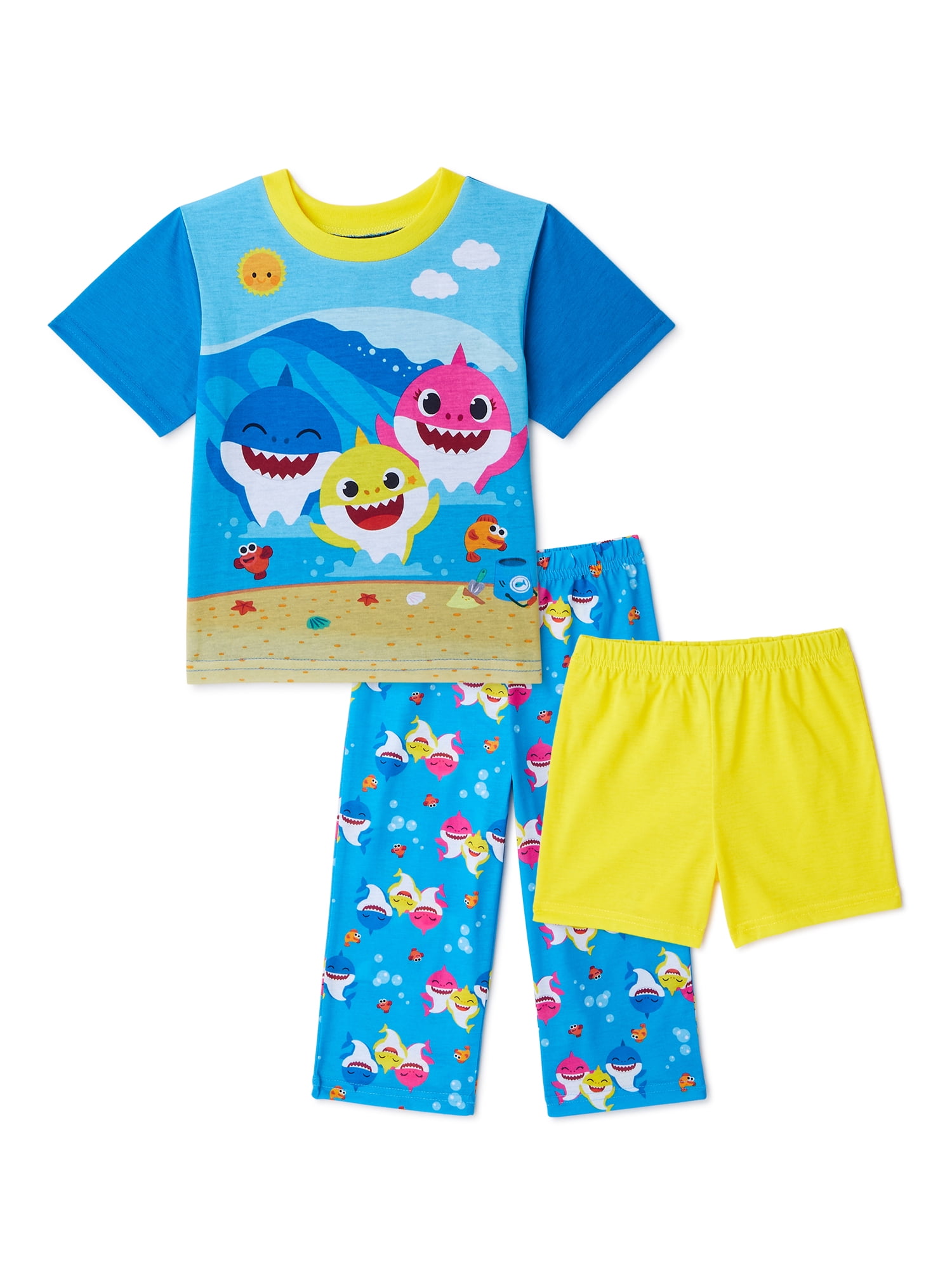 Baby Shark Toddler Boys Cotton Knit Pajamas, 3-Piece Set, Sizes 2T-4T ...