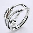 thumbnail image 3 of Anillo de ansiedad inquieto Anillo de cuentas de plata de ley 925 Anillos de paz inquietos para aliviar el estrés para transferencia de ansiedad Anillo abierto de cuentas para mujeres damas, 3 of 8