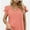 coral, variant on Womens Casual Tops Cute Ruffle Short Sleeves V Neck T-Shirts Solid Color Fashion Loose Tunic Top