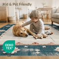 thumbnail image 4 of ODIKA 8'x10' Washable Area Rug Non-Slip Chair-Friendly Mat Teal Farmhouse Stars Distressed Plank Motif Terracotta Round for Dining Room, Large Office, Lounge, 4 of 7