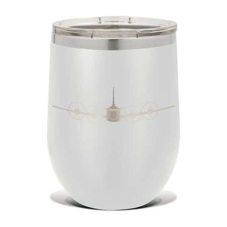

EP-3E Aries II Wine Tumbler 12 oz - Laser Engraved - Stainless Steel - Vacuum Insulated - Double Walled - Wine Glass - Stemless - Drinkware Clear Lid - ep3 ep3e reconnaissance p-3 orion - White