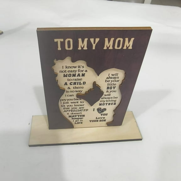 Honeeladyy Mom Gifts from Son Mother's Day Gift for Mom, Mom Birthday Gift Cool Mother's Day Gifts from Son Mom Gifts New Mom Single Mom 2025 Wooden Desktop Plaque Sign 5.9x3.9in