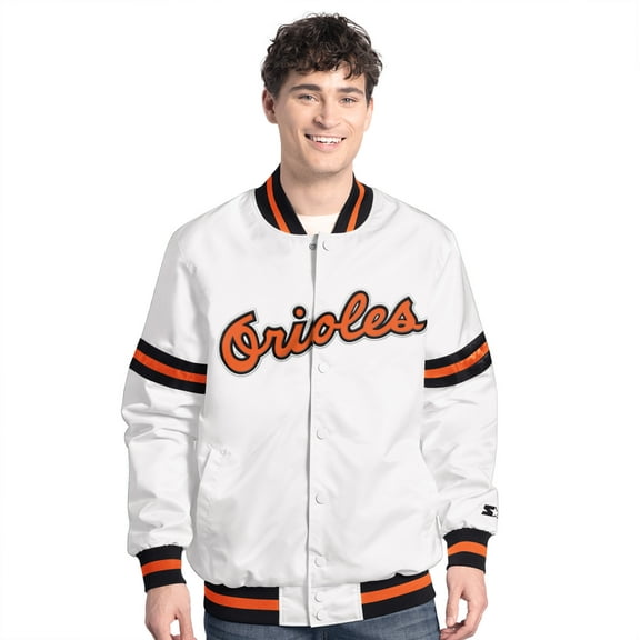Men's-Starter White Baltimore Orioles Cooperstown Scout Full-Snap Varsity Jacket