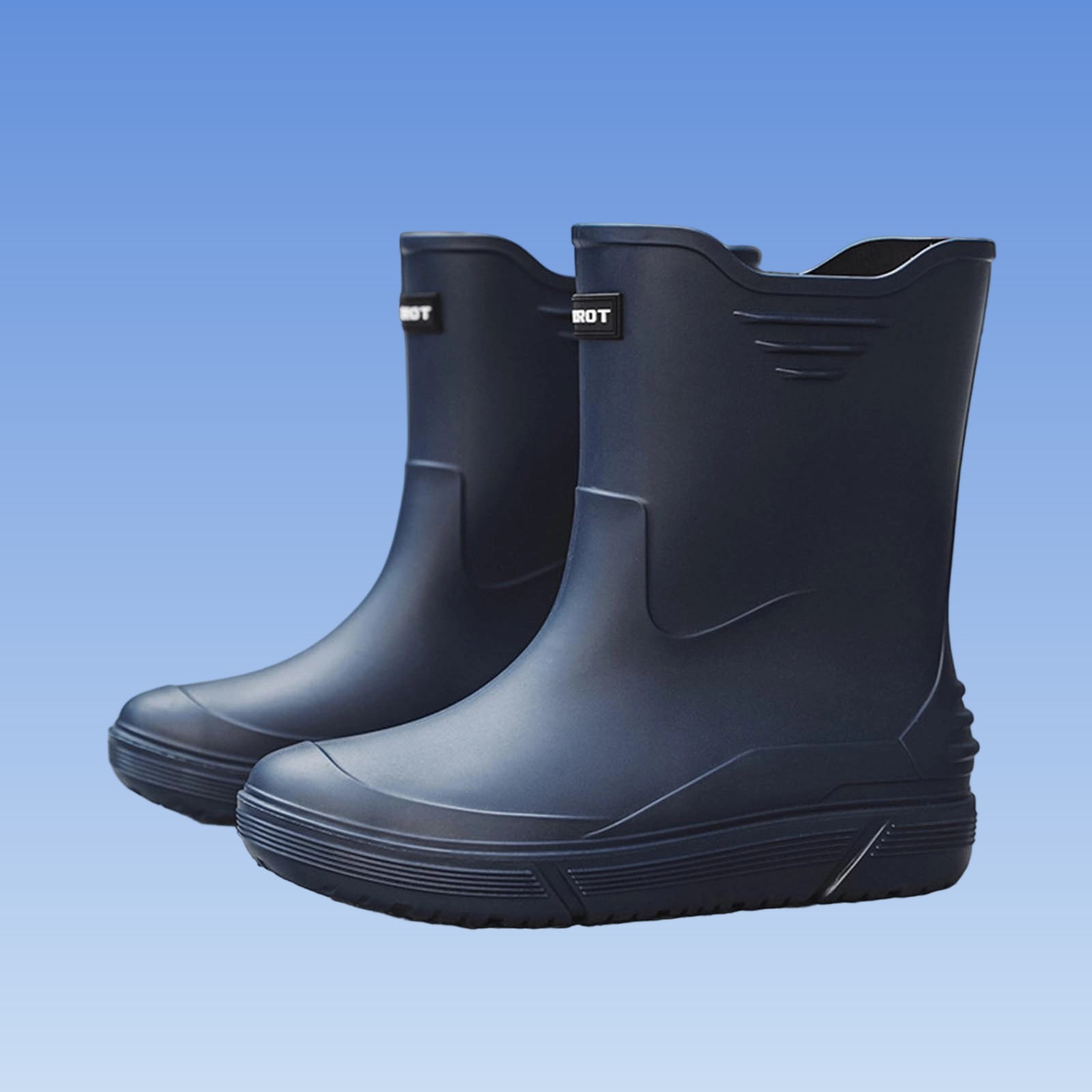 Wensltd Mid Calf Rain Boots for Men Solid Color Waterproof Rubber Shoes for Outdoor Short Tube Work Shoes