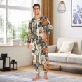 thumbnail image 6 of FORMRS Onesies Pajama for Adults Unisex Hoodie Winter Jumpsuit One Piece Sleepwear, Sizes S-2XL, Gray Floral Pattern, 6 of 7