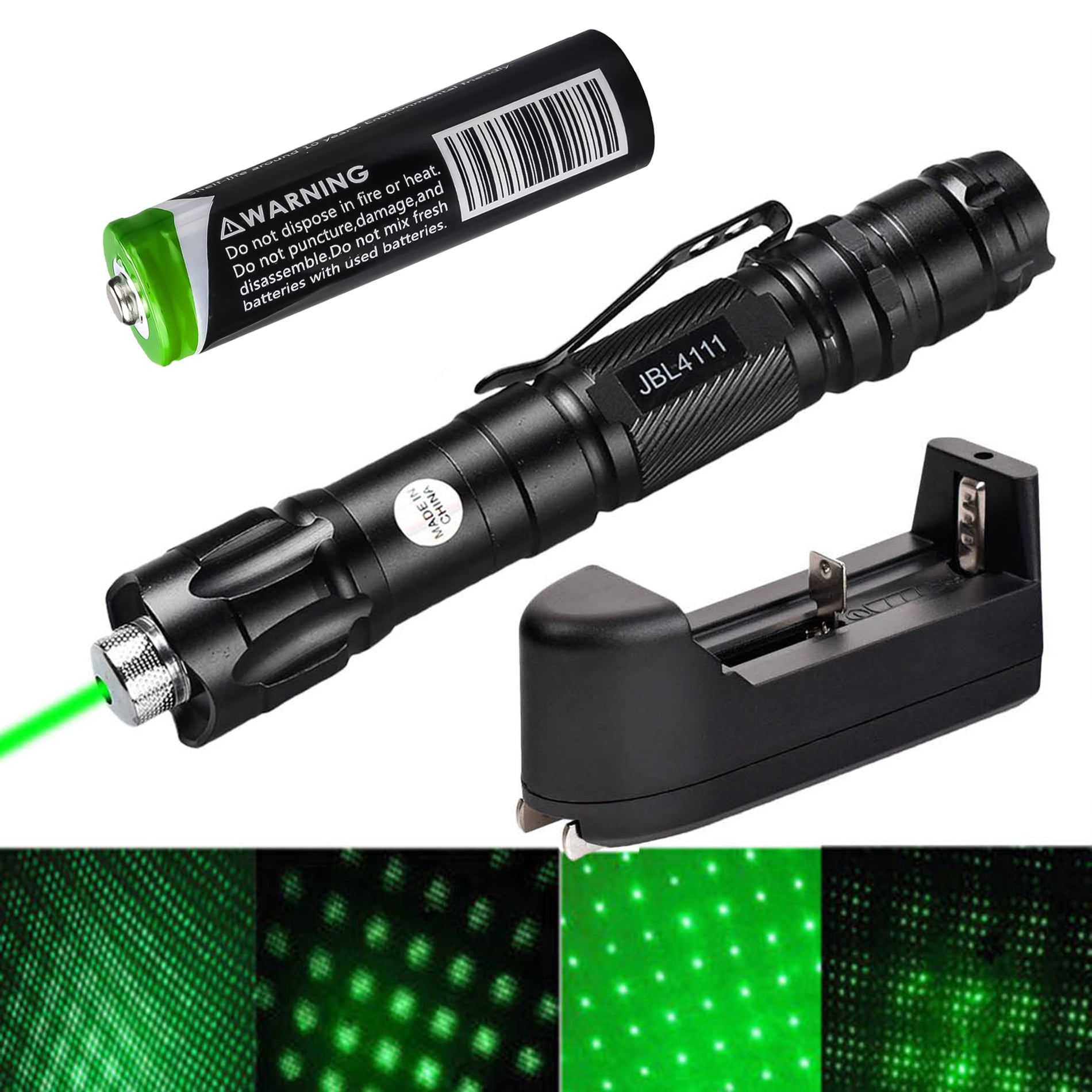 2PC Visible Beam Green Laser Pointer Pen 532nm Bright Lazer+18650Battery+Charger 