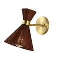 thumbnail image 3 of JONATHAN Y Zoey 10" 1-Light Mid-Century Vintage Retro Rattan/Metal LED Sconce with Adjustable Shade, Dark Brown/Brass Gold, 3 of 11