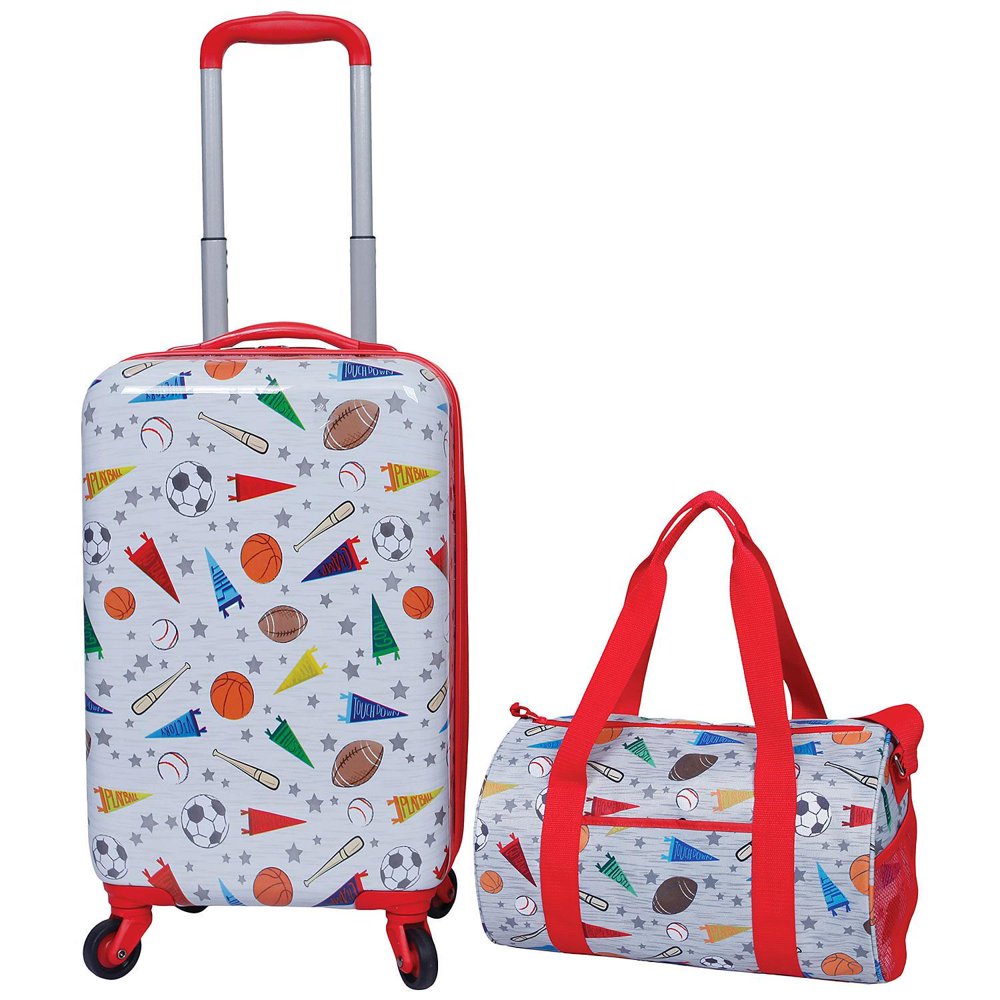 CRCKT Crckt 2 Piece Kids Hard Side Luggage Travel Set, Sports Print