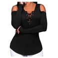 thumbnail image 1 of Sonducket Mujer Camiseta Hombro frío Cuello en V Manga larga Prendas para la parte del cuerpo negro METRO, 1 of 8