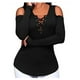 thumbnail image 1 of Qarigey Mujer Camiseta Hombro frío Cuello en V Manga larga Prendas para la parte del cuerpo negro 3XL, 1 of 8