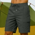 thumbnail image 2 of RYDCOT Men’s Cargo Sweat Shorts Casual Drawstring Elastic Waist Shorts Athletic Workout Gym Jogger Short with Pockets Dark Gray, 2 of 7