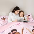 thumbnail image 4 of spefrowx Cute Ballet Girls Twin Bedding for Kids, Pink Inspirational Bow Butterfly Bedding Comforter Set, Pink Reversible, 7-Piece, 4 of 6