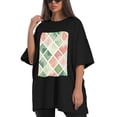 thumbnail image 4 of Plus Size Shirt for Women Black Tops for Women Short Sleeves Shirt for Women Lattice Pattern T Shirt Crewneck Shirt for Women XL, 4 of 5