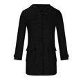 thumbnail image 4 of BVnarty Men's Winter Wool Blend Peacoat Notched Lapel Warm Thickened Double-Breasted Long Overcoat with Hood Black M, 4 of 6