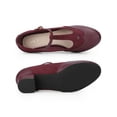 thumbnail image 3 of BLISSFUL STEP T-Strap Mary Janes for Women Ankle Strap Block Heels Pumps - Perfect for Parties and Cosplay Burgundy 7, 3 of 7