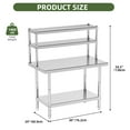thumbnail image 2 of Uforic Stainless Steel Table with Overshelves, 30" X 24" Work Table with 30" X 12" Shelf, Metal Table Prep Table for Home Kitchen Restaurant Garage Warehouse, 2 of 9