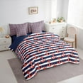 thumbnail image 3 of Feelyou Cartoon Marine Anchor Twin Bedding Sets 7-Piece, Blue Striped Geometric Bedding Comforter Set, Cartoon Ocean Theme Reversible Sheet Sets, Microfiber Bedroom Decor, 3 of 7