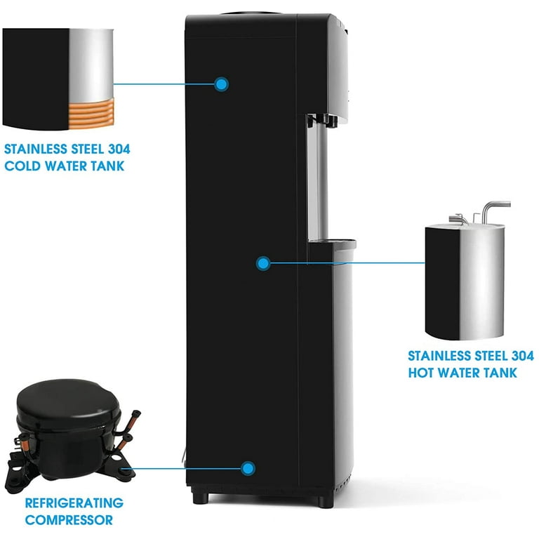LUCKYERMORE Water Cooler Dispenser for Top Loading 5 Gallon Water Cooler  Dispensers,Perfect for Home Office School,Stainless Steel ETL Listed No  Noise