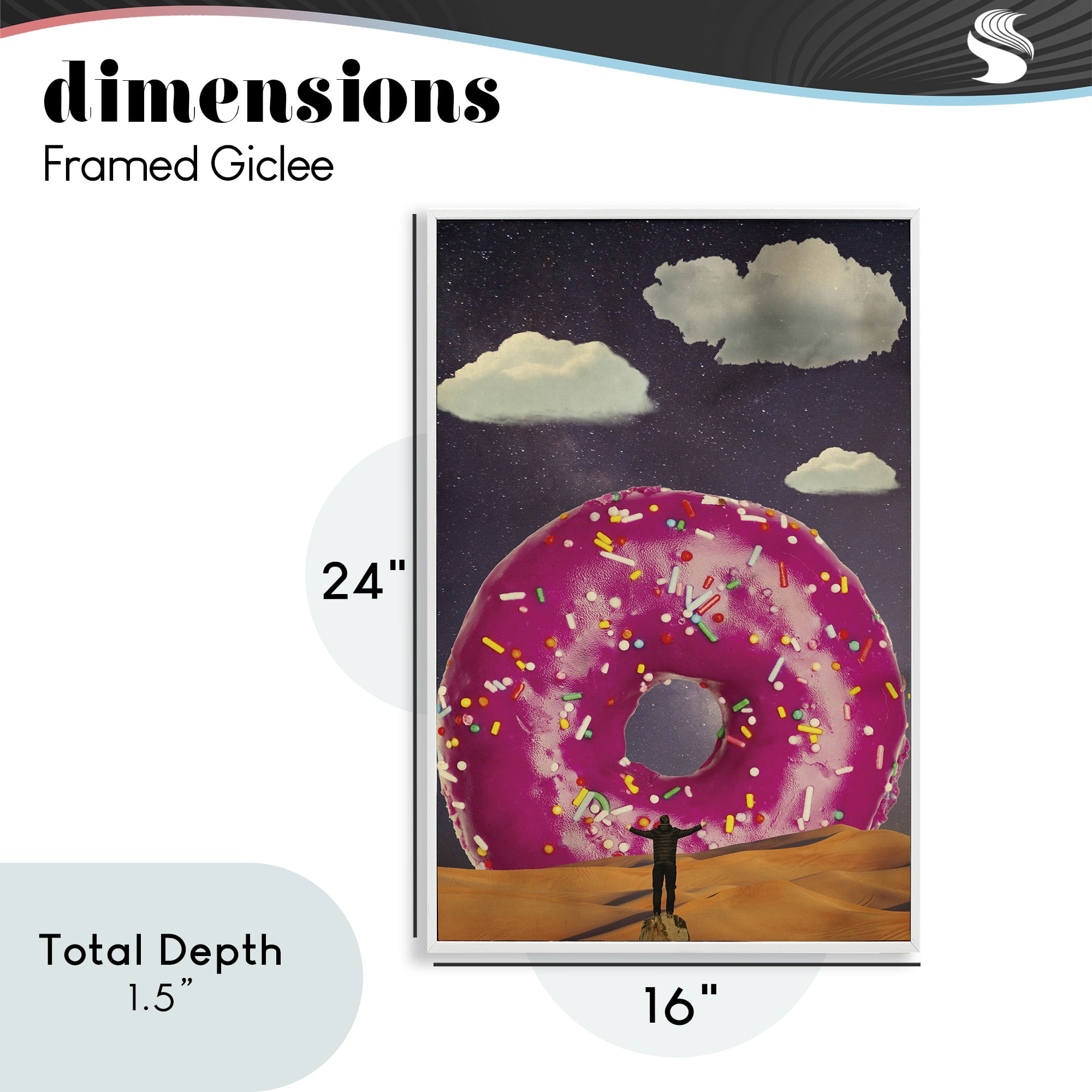 Happy Days Giant Donut White Framed Giclee Art, design by Elo Marc